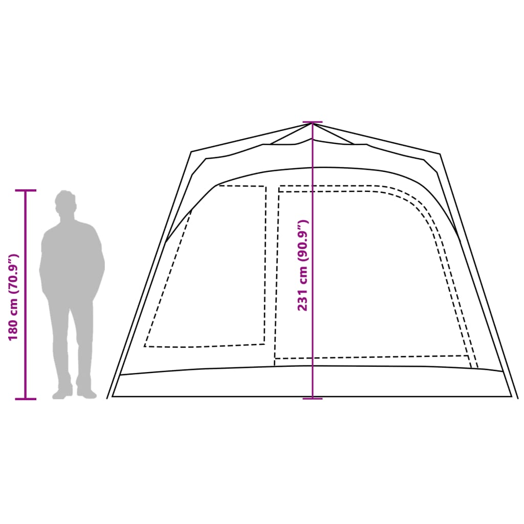 vidaXL Tente familiale cabine 7 personnes vert dégagement rapide