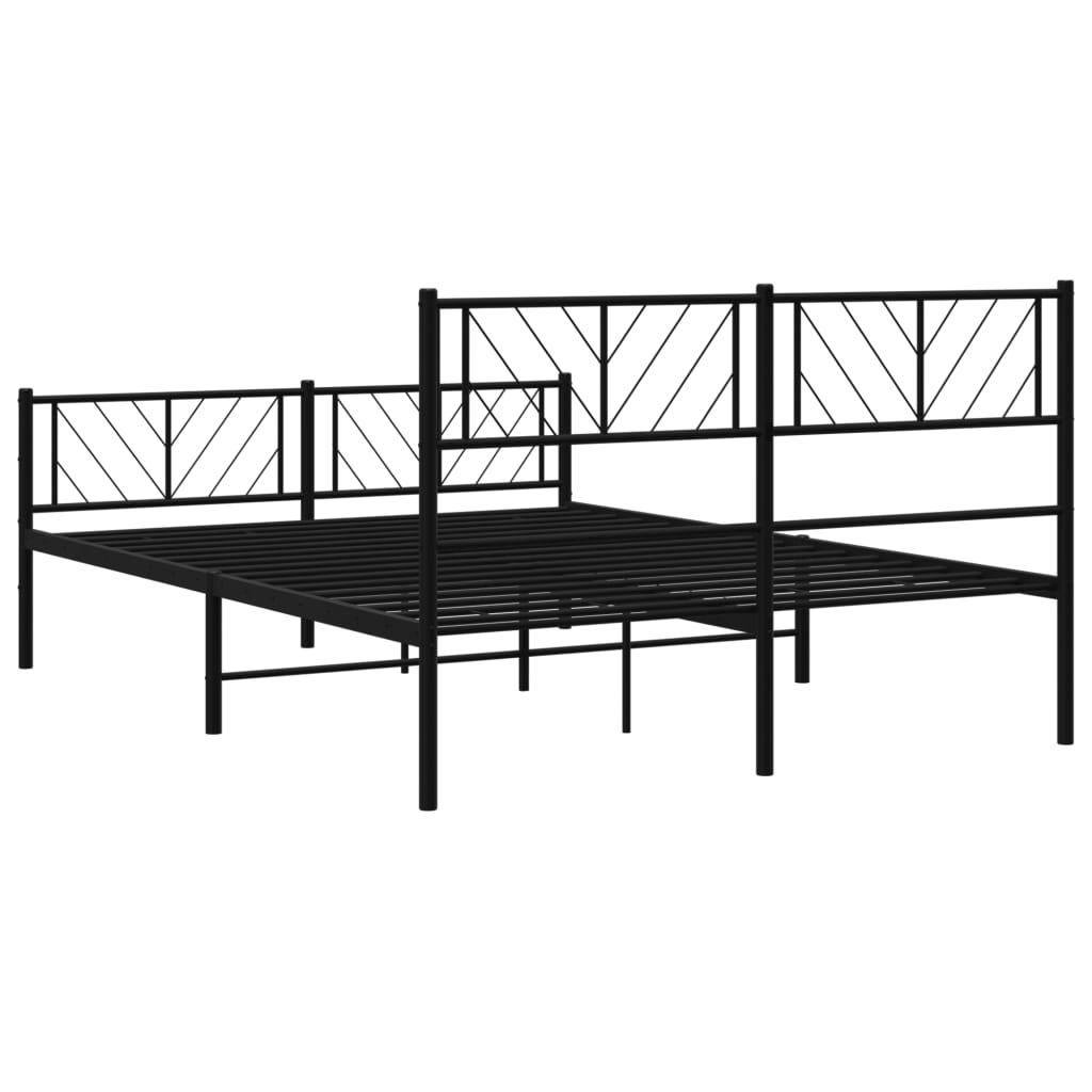 vidaXL Cadre de lit métal sans matelas avec pied de lit noir 120x200cm