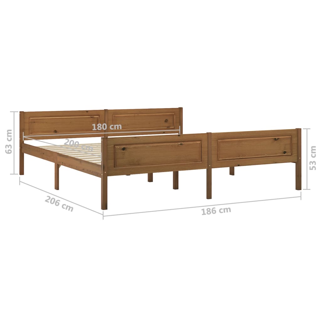 vidaXL Cadre de lit sans matelas pin massif marron miel 180x200 cm