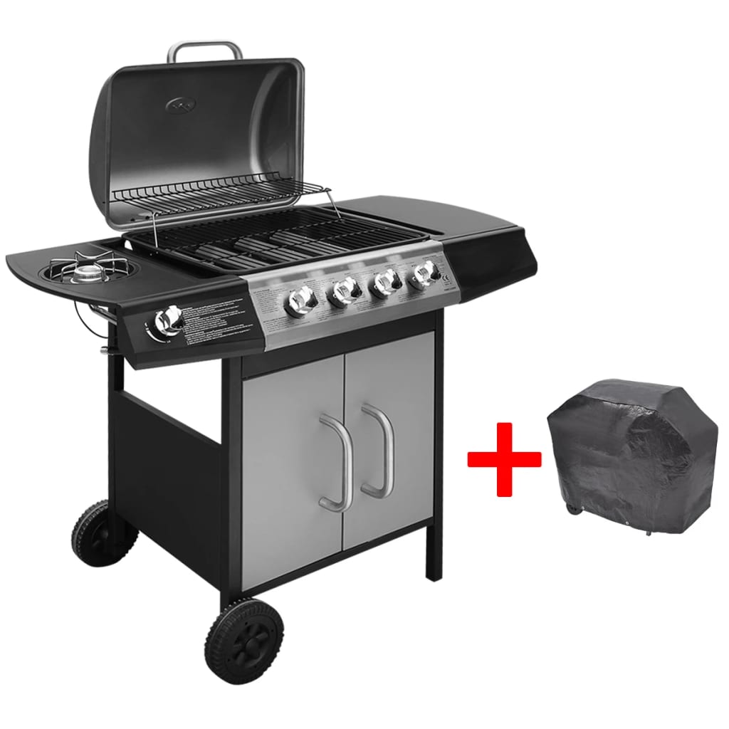 vidaXL Barbecue au gaz 4+1 zone de cuisson Noir et argenté