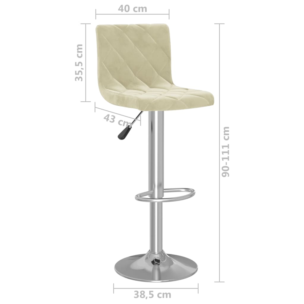 vidaXL Tabourets de bar lot de 2 crème velours