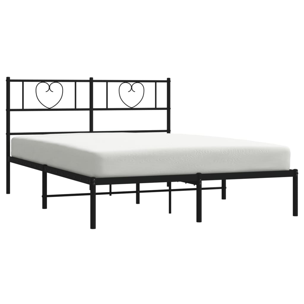 vidaXL Cadre de lit métal avec tête de lit noir 140x200 cm