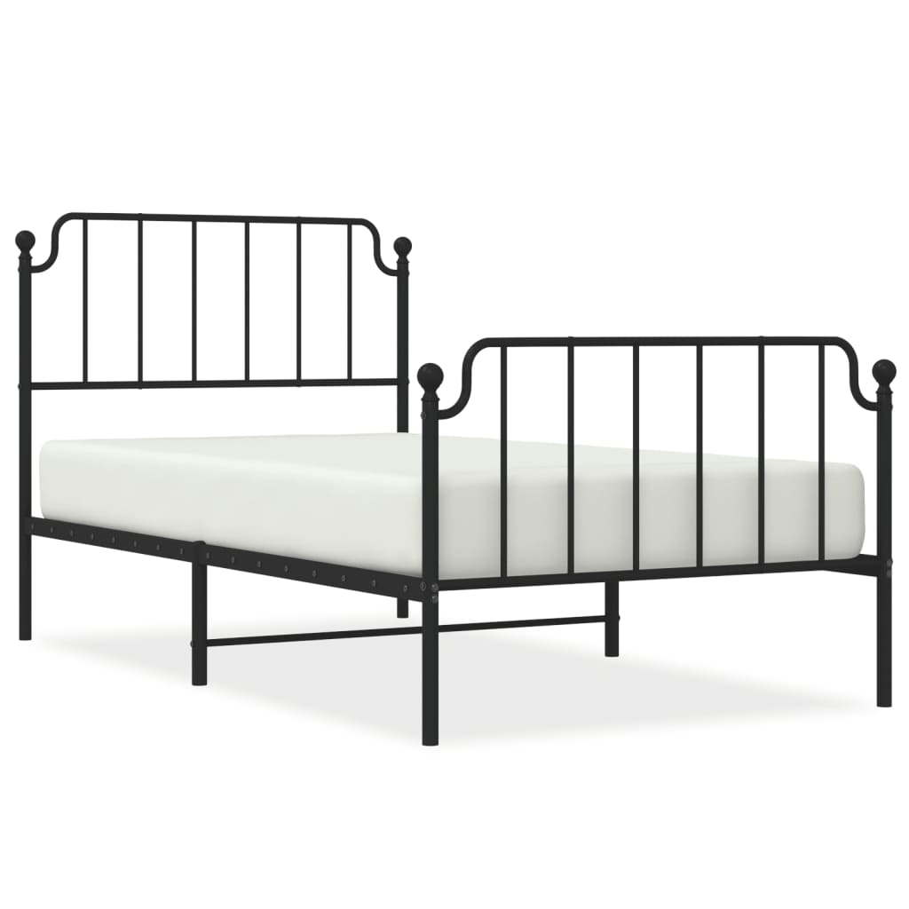 vidaXL Cadre de lit métal sans matelas avec pied de lit noir 100x190cm