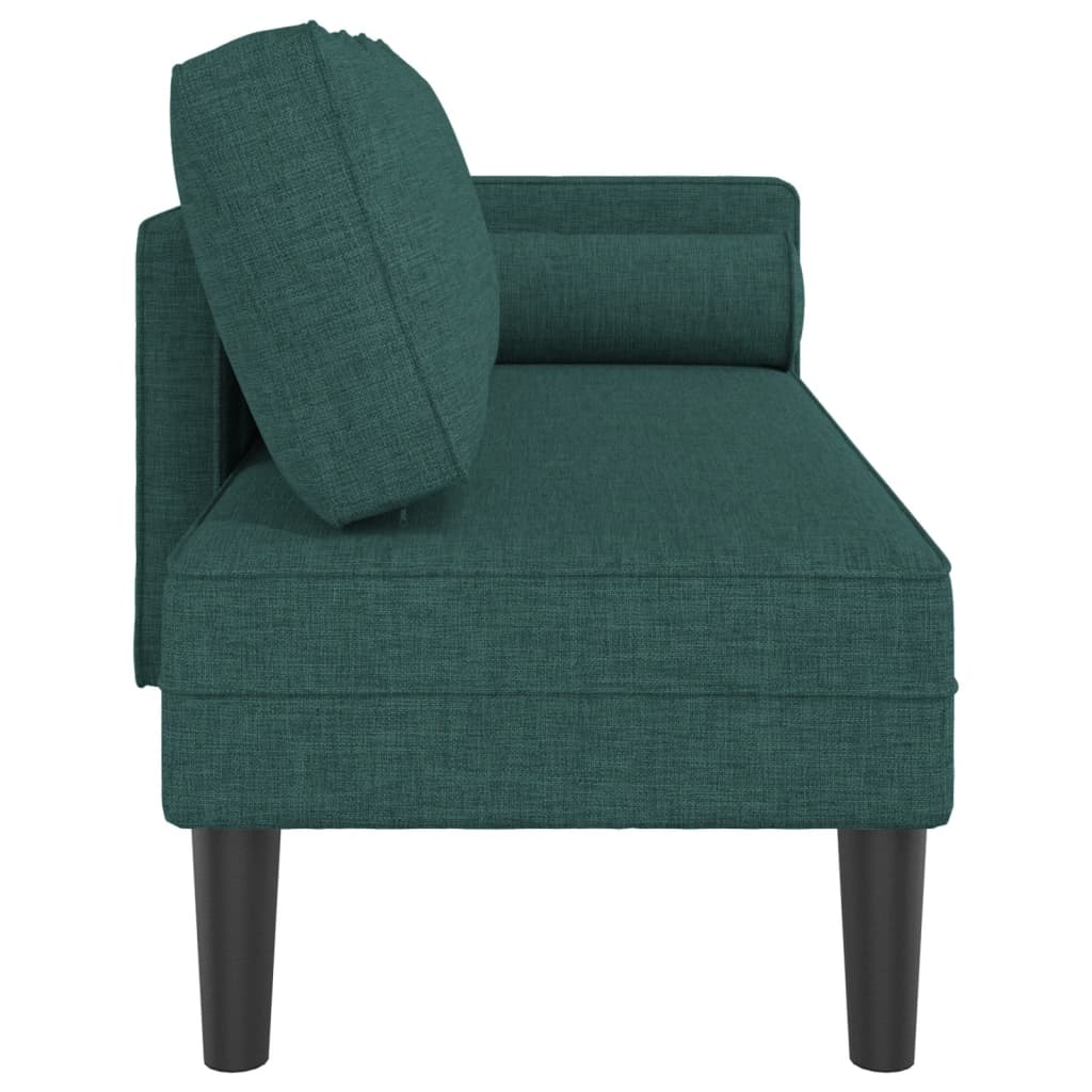 vidaXL Chaise longue avec coussins vert foncé tissu