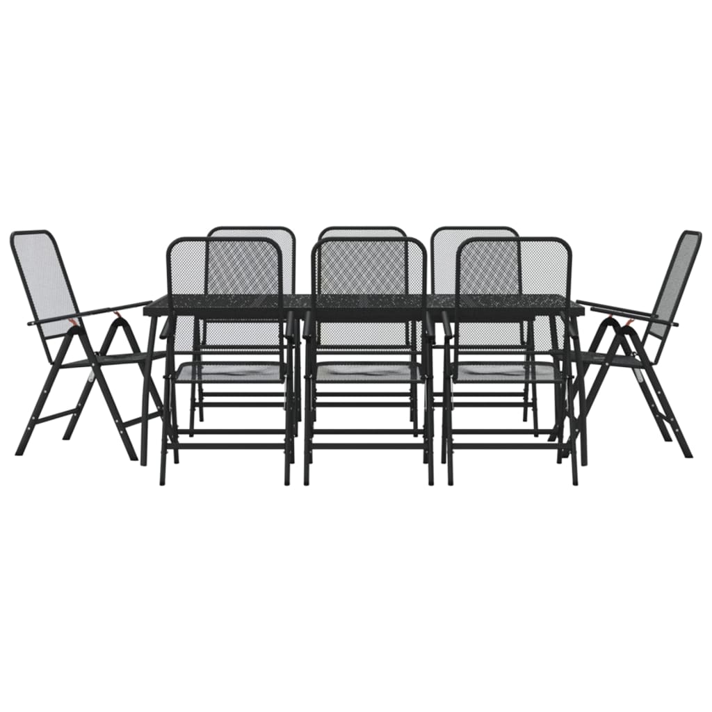 vidaXL Ensemble à manger de jardin 9 pcs anthracite métal maille