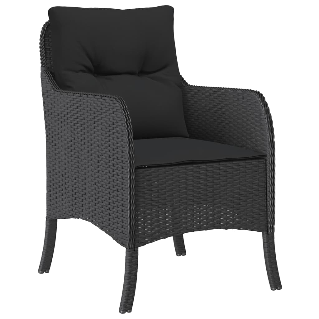 vidaXL Ensemble à manger de jardin coussins 5pcs Noir Résine tressée