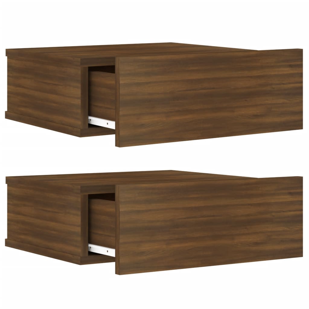 vidaXL Tables de chevet flottantes 2 pcs Chêne marron 40x30x15 cm