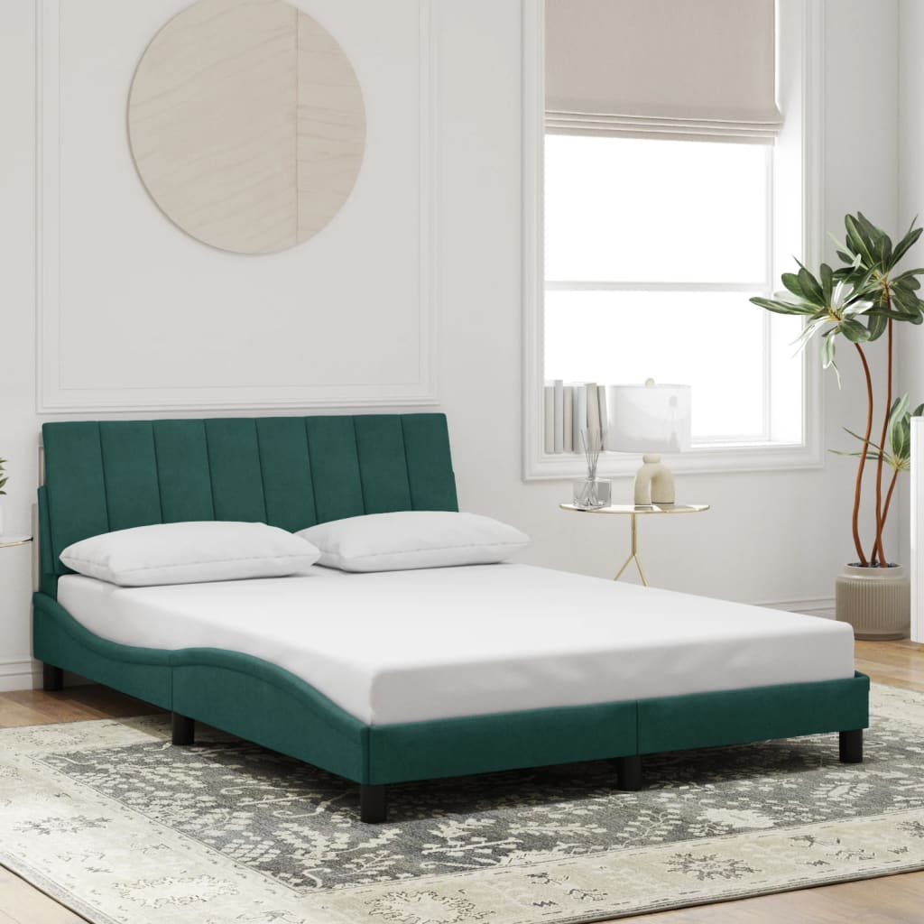 vidaXL Cadre de lit avec tête de lit Vert foncé 120x200 cm Velours