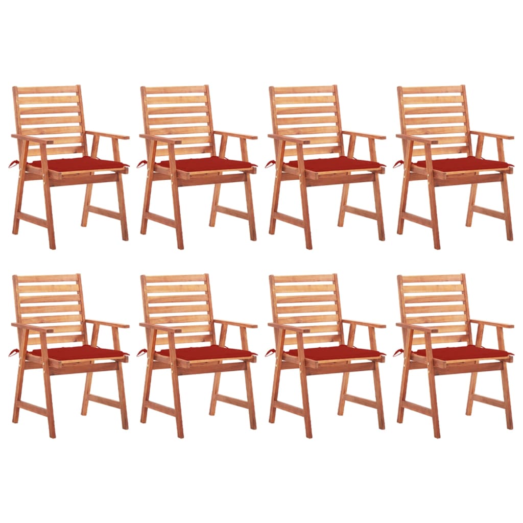 vidaXL Chaises à manger d'extérieur lot de 8 et coussins Acacia massif