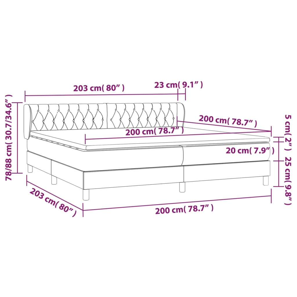 vidaXL Sommier à lattes de lit et matelas Noir 200x200 cm Velours