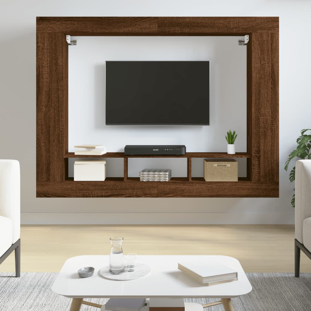 vidaXL Meuble TV chêne marron 152x22x113 cm bois d'ingénierie