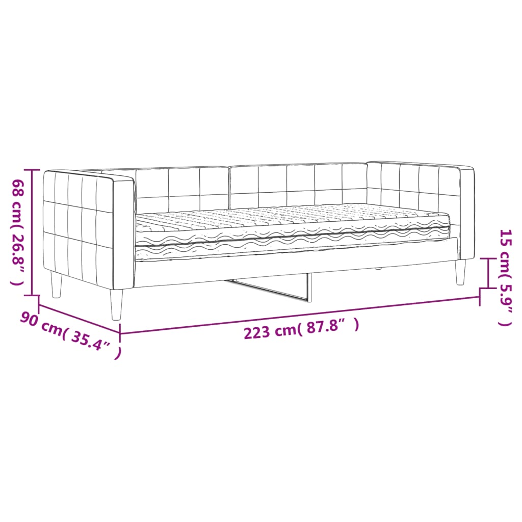 vidaXL Lit de jour avec matelas noir 80x200 cm velours