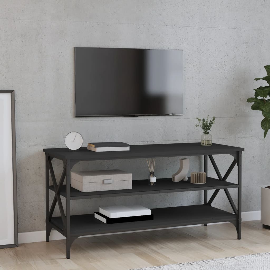 vidaXL Meuble TV Noir 100x40x50 cm Bois d'ingénierie