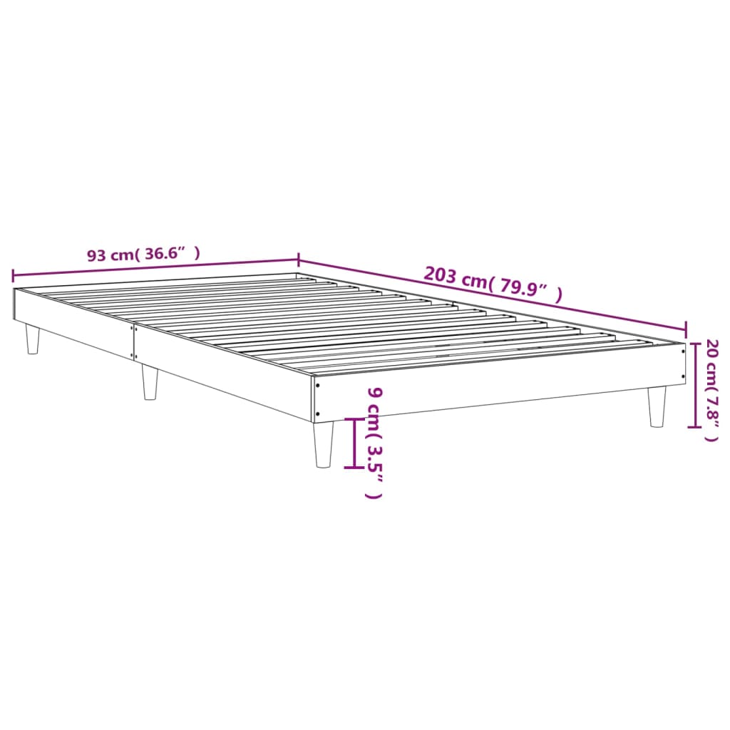 vidaXL Cadre de lit sans matelas chêne marron 90x200cm bois ingénierie