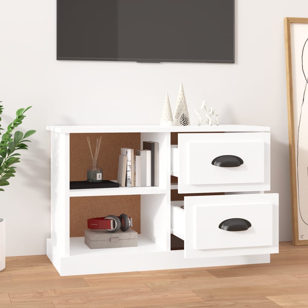 vidaXL Meuble TV blanc brillant 73x35,5x47,5 cm bois d'ingénierie