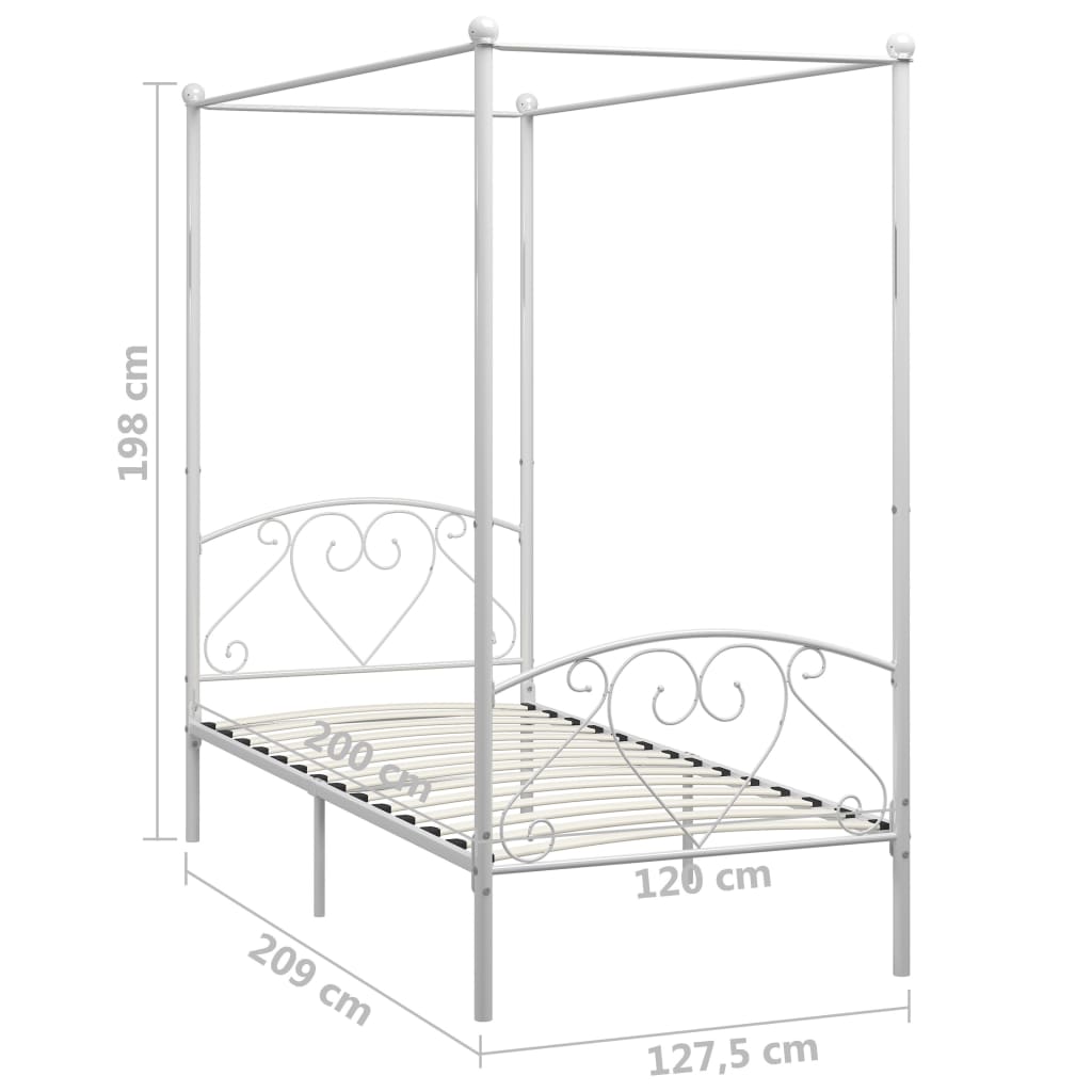 vidaXL Cadre de lit à baldaquin Blanc Métal 120 x 200 cm