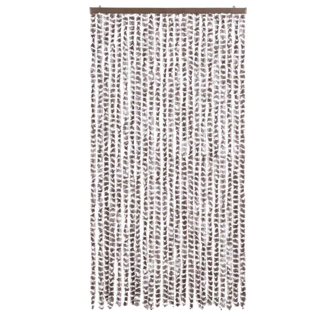vidaXL Rideau anti-mouches taupe et blanc 100x230 cm chenille