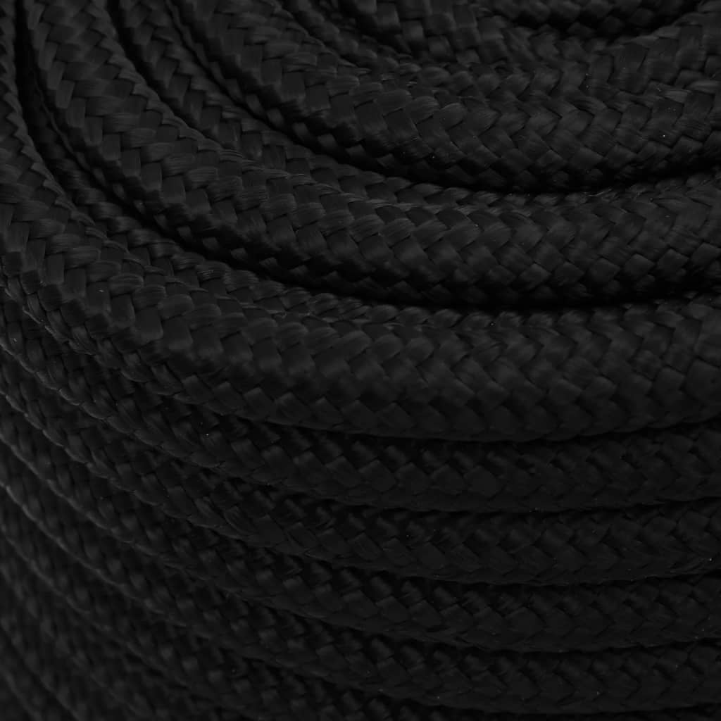 vidaXL Corde de travail Noir 16 mm 100 m Polyester