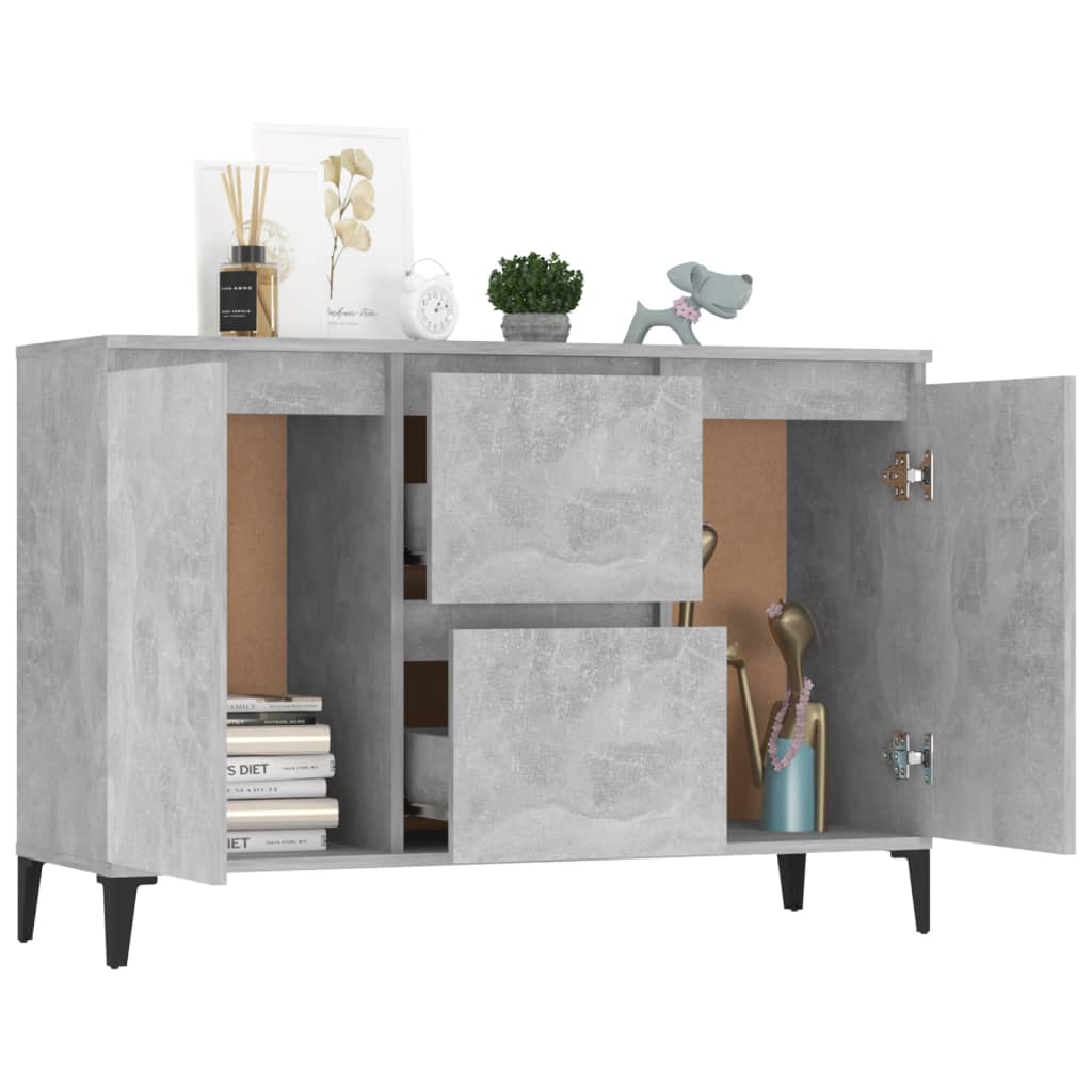 vidaXL Buffet gris béton 104x35x70 cm bois d'ingénierie