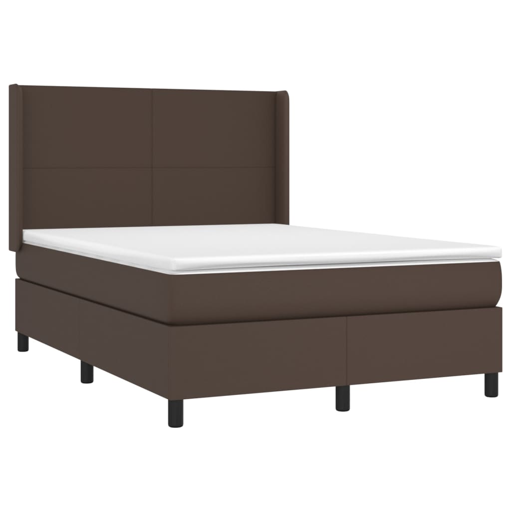 vidaXL Sommier à lattes de lit matelas LED Marron 140x200cm Similicuir