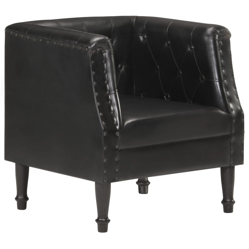 vidaXL Fauteuil Noir Cuir véritable