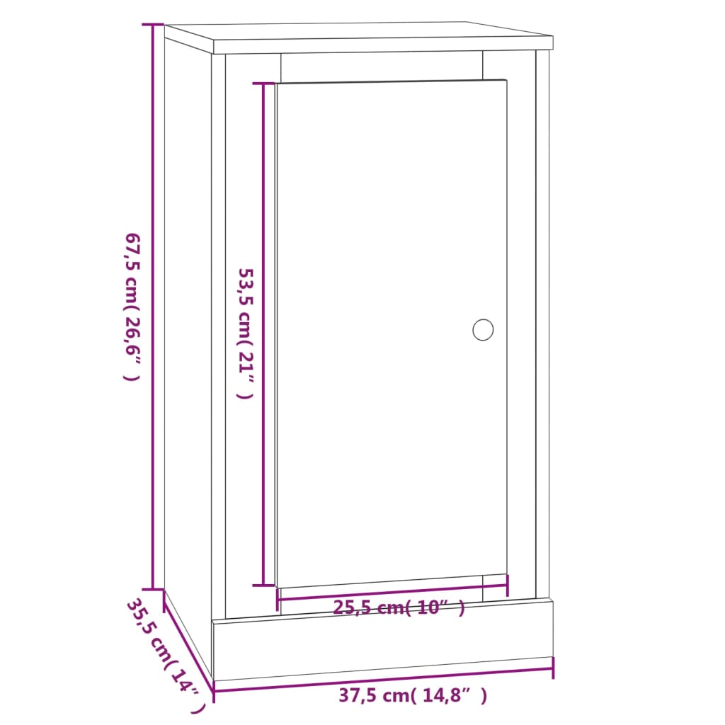 vidaXL Buffets 2 pcs noir 37,5x35,5x67,5 cm bois d'ingénierie