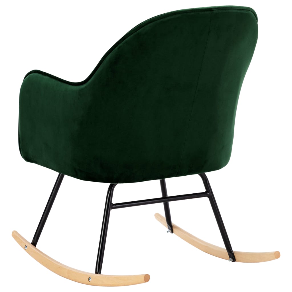 vidaXL Chaise à bascule Vert foncé Velours