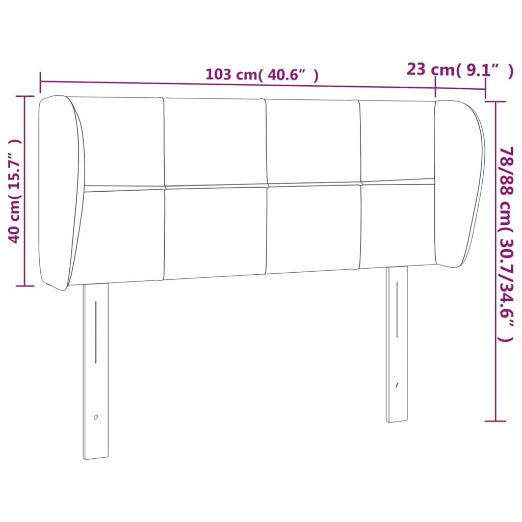 vidaXL Tête de lit avec oreilles Bleu 103x23x78/88 cm Tissu