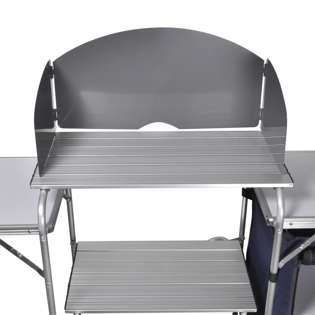 vidaXL Unité de cuisine de camping pliable avec pare-vent Aluminium