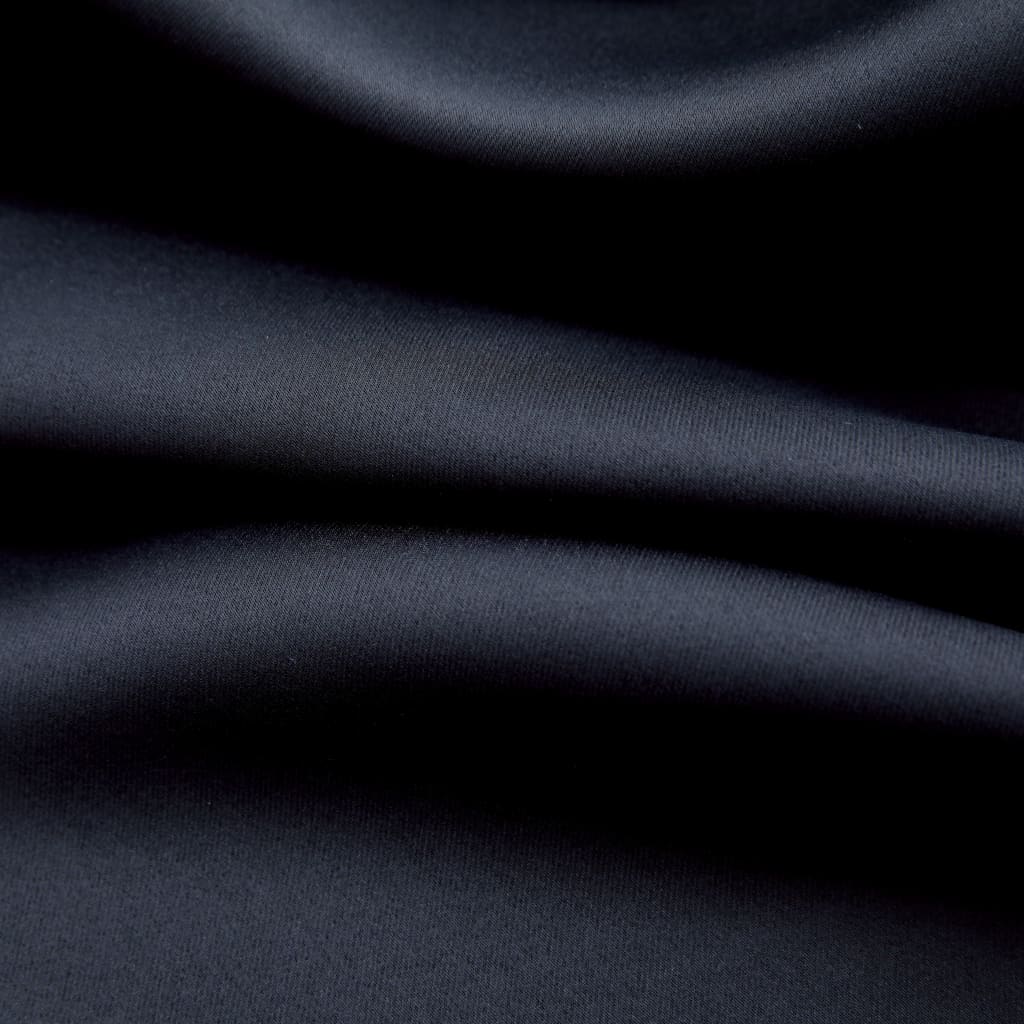 vidaXL Rideaux occultants avec anneaux en métal 2 pcs Noir 140x175 cm