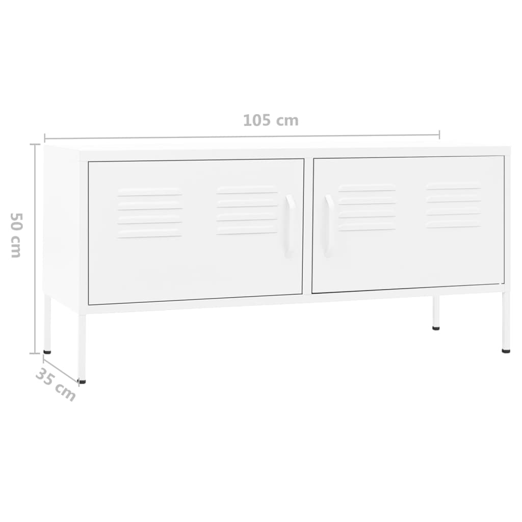 vidaXL Meuble TV Blanc 105x35x50 cm Acier