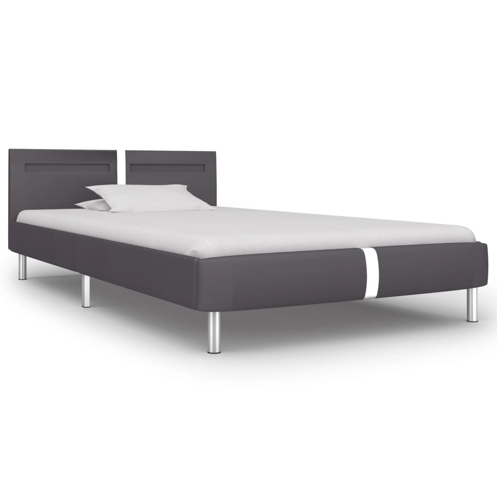 vidaXL Cadre de lit avec LED sans matelas gris similicuir 90x200 cm