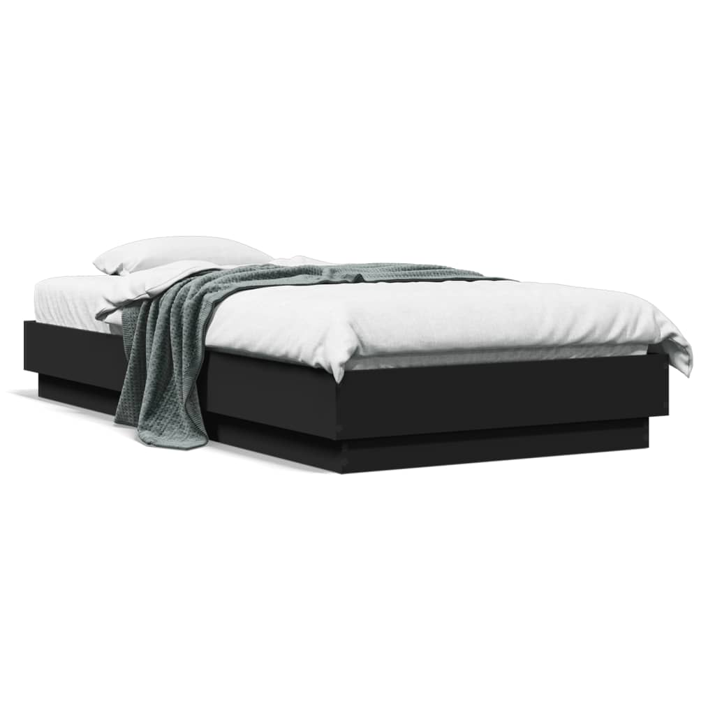 vidaXL Cadre de lit avec lumières LED noir 75x190 cm