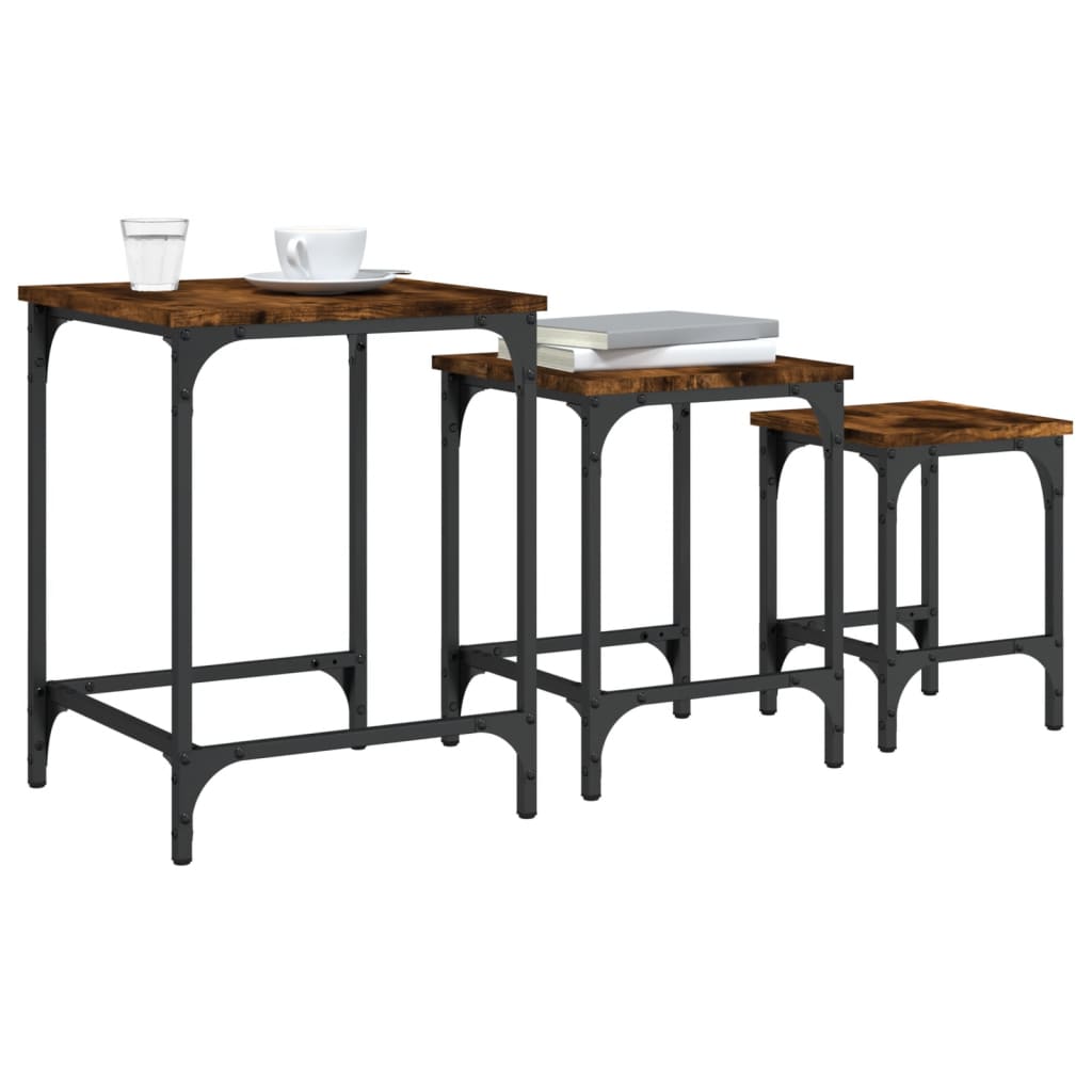 vidaXL Tables basses gigognes 3 pcs chêne fumé bois d'ingénierie