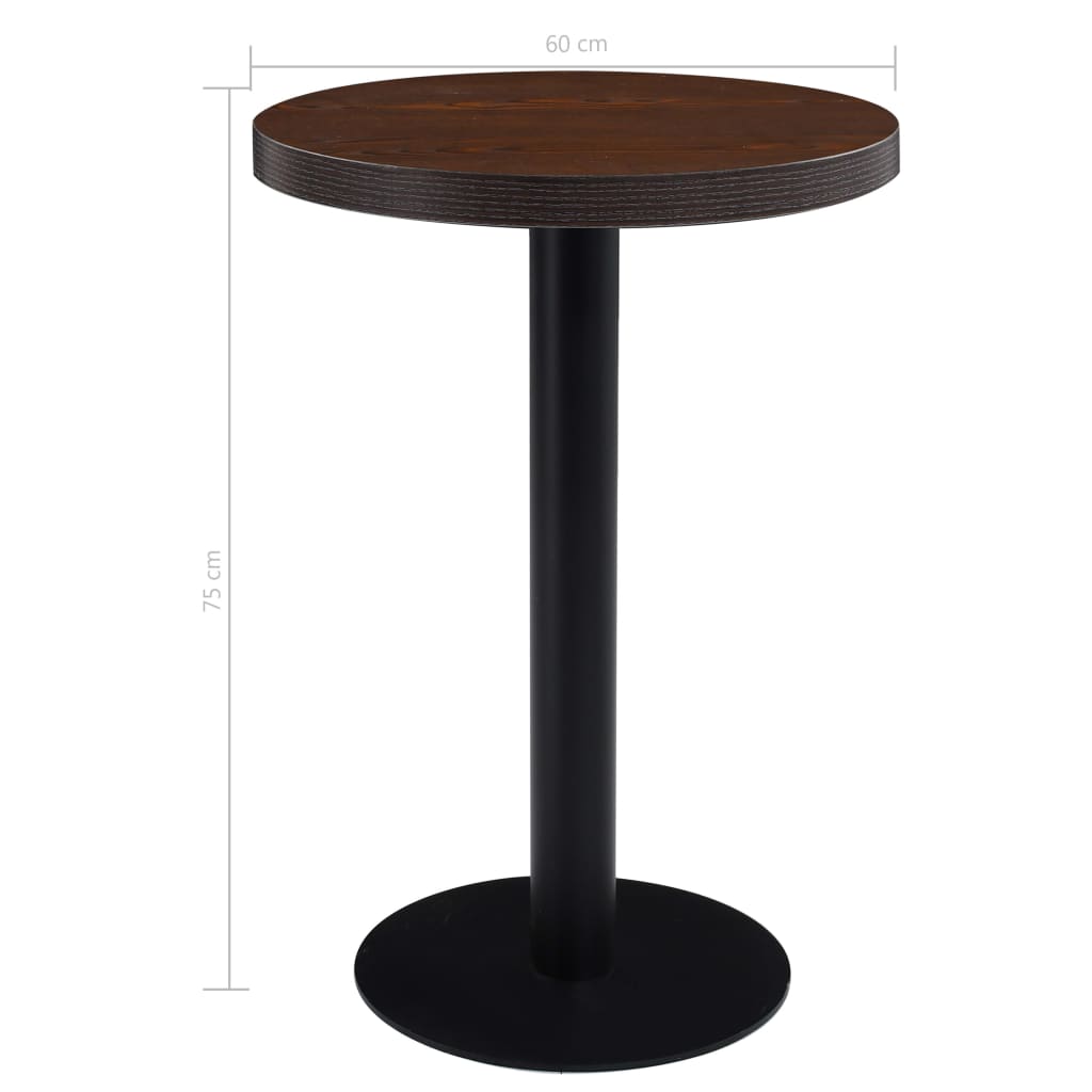 vidaXL Table de bistro Marron foncé 60 cm MDF