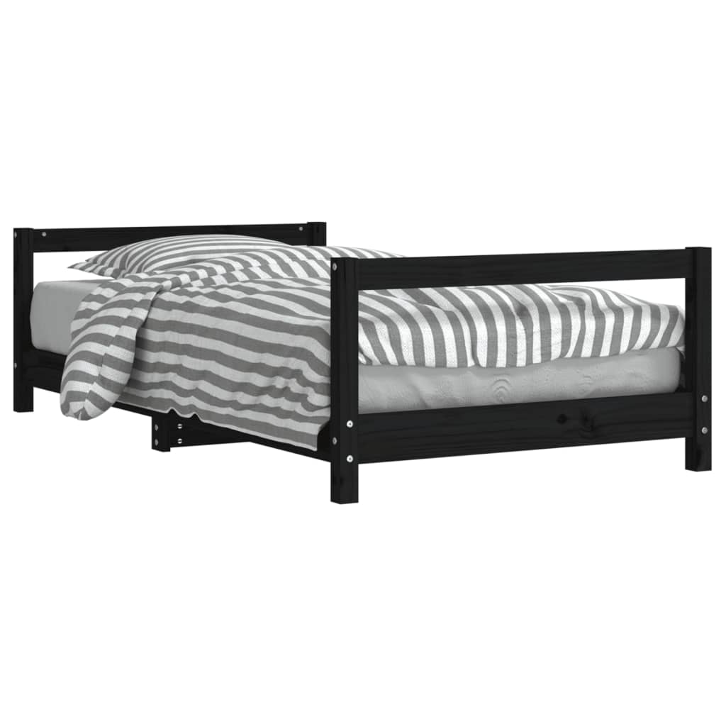 vidaXL Cadre de lit pour enfant noir 80x160 cm bois de pin massif