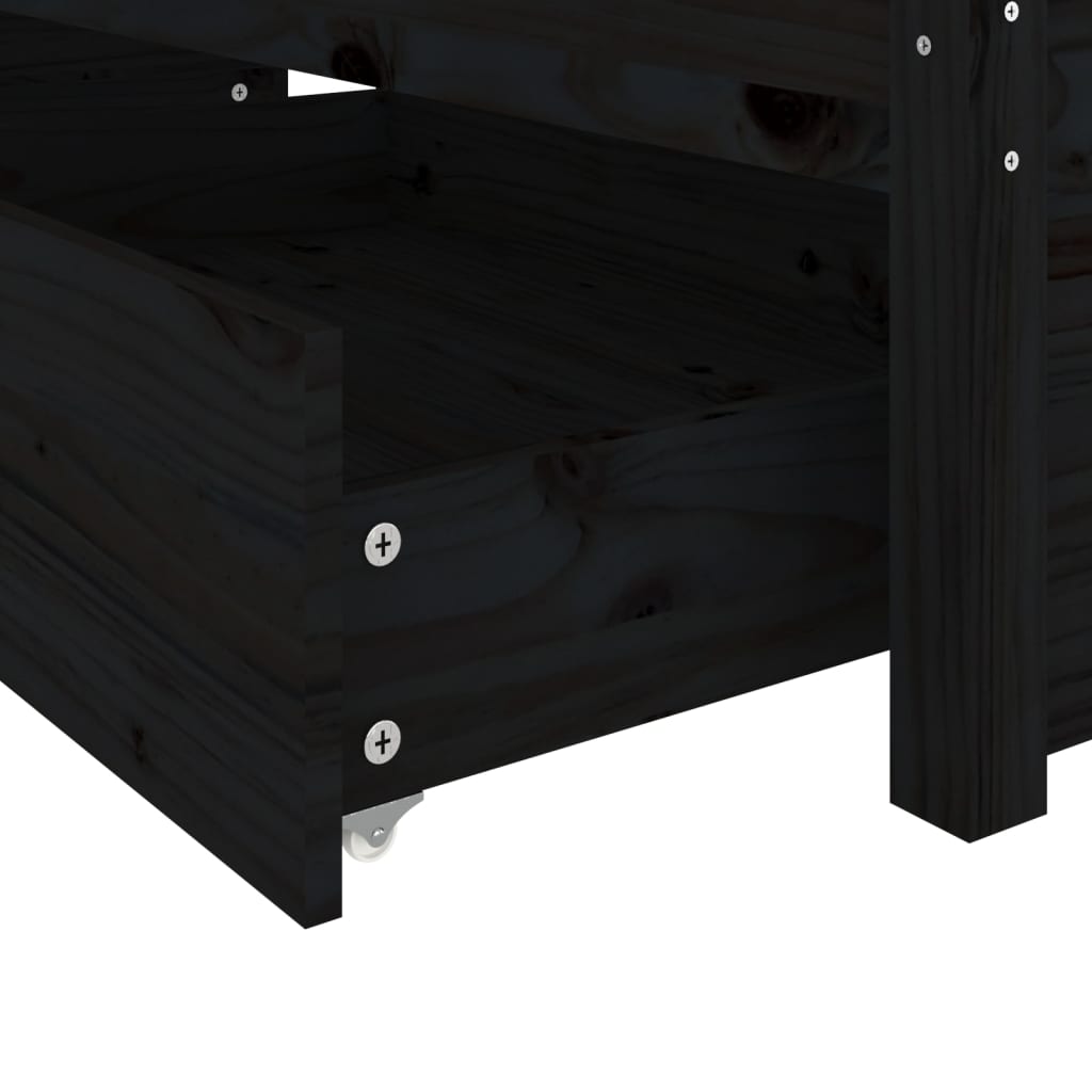 vidaXL Cadre de lit avec tiroirs Noir 135x190 cm Double