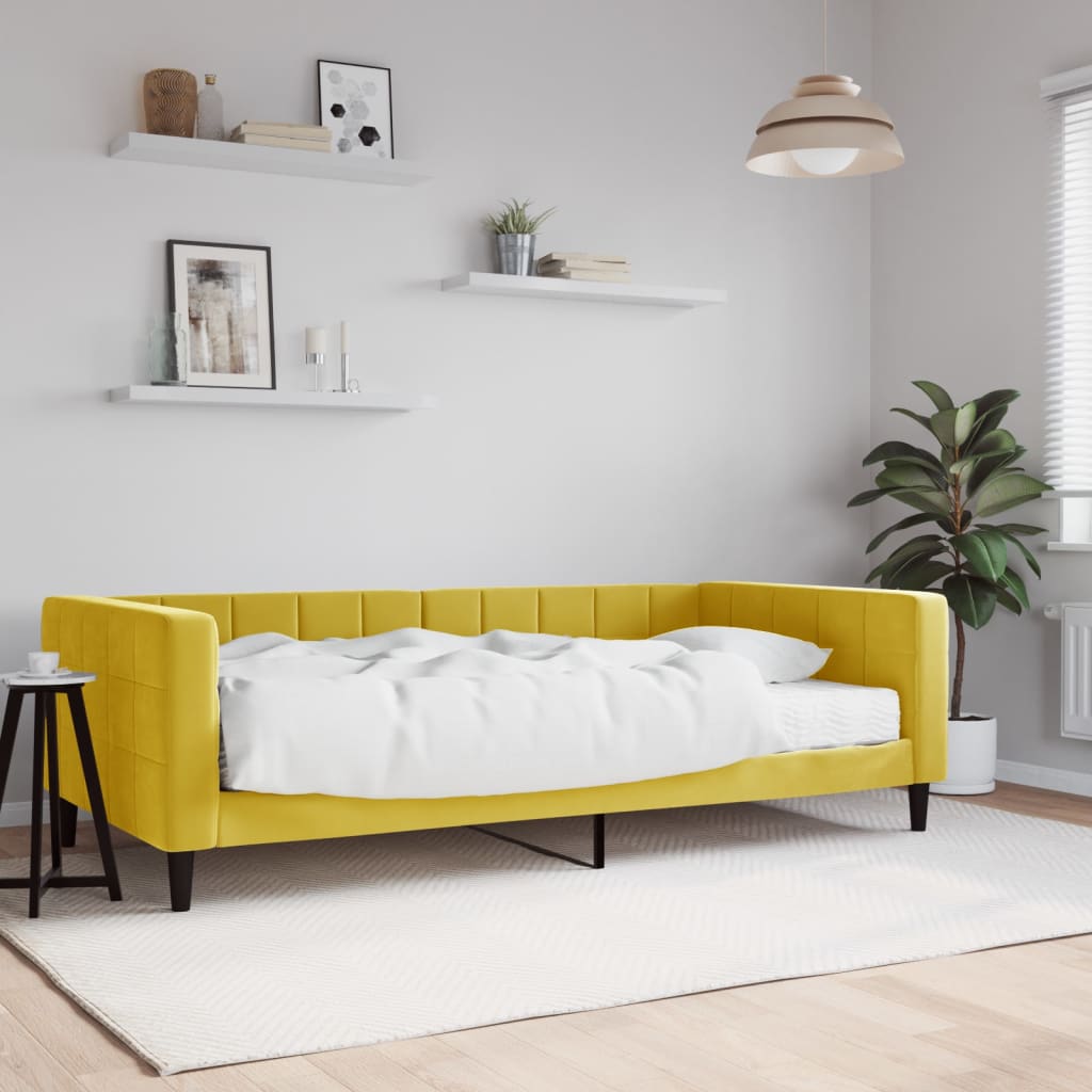 vidaXL Lit de jour avec matelas jaune 100x200 cm velours