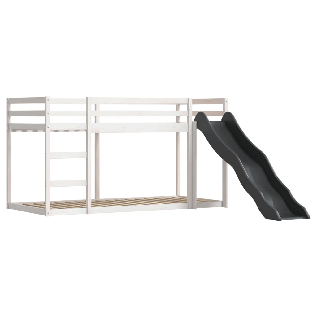 vidaXL Lit superposé sans matelas avec toboggan et rideaux 90x190 cm