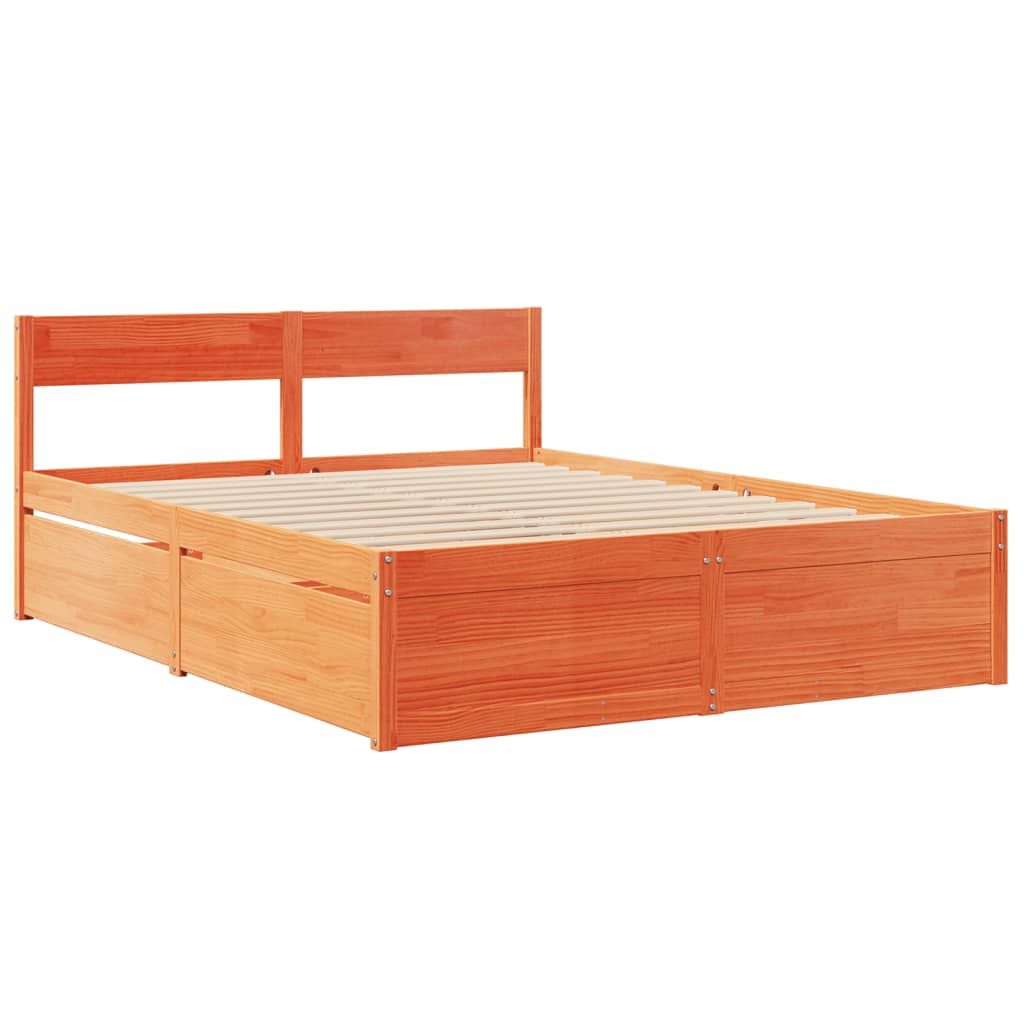 vidaXL Cadre de lit sans matelas cire marron 160x200cm bois pin massif