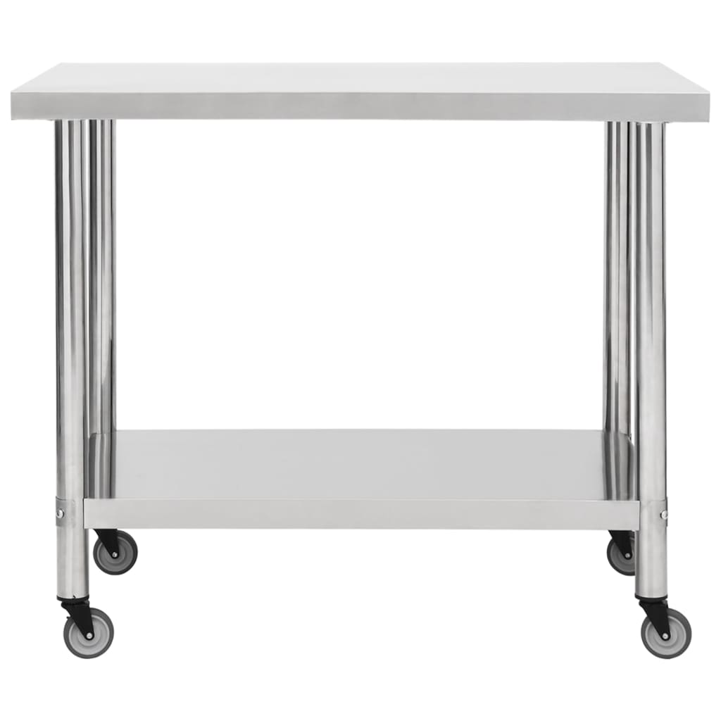 vidaXL Table de travail de cuisine avec roues 80x60x85 cm Inox