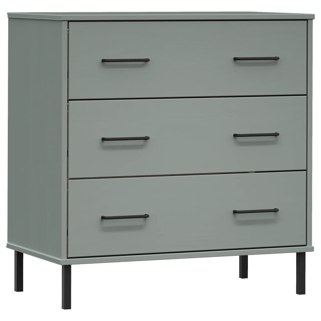 vidaXL Buffet avec 3 tiroirs Gris 77x40x79,5 cm Bois massif OSLO