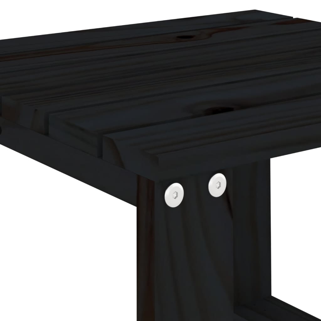vidaXL Chaises longues lot de 2 avec table noir bois massif de pin