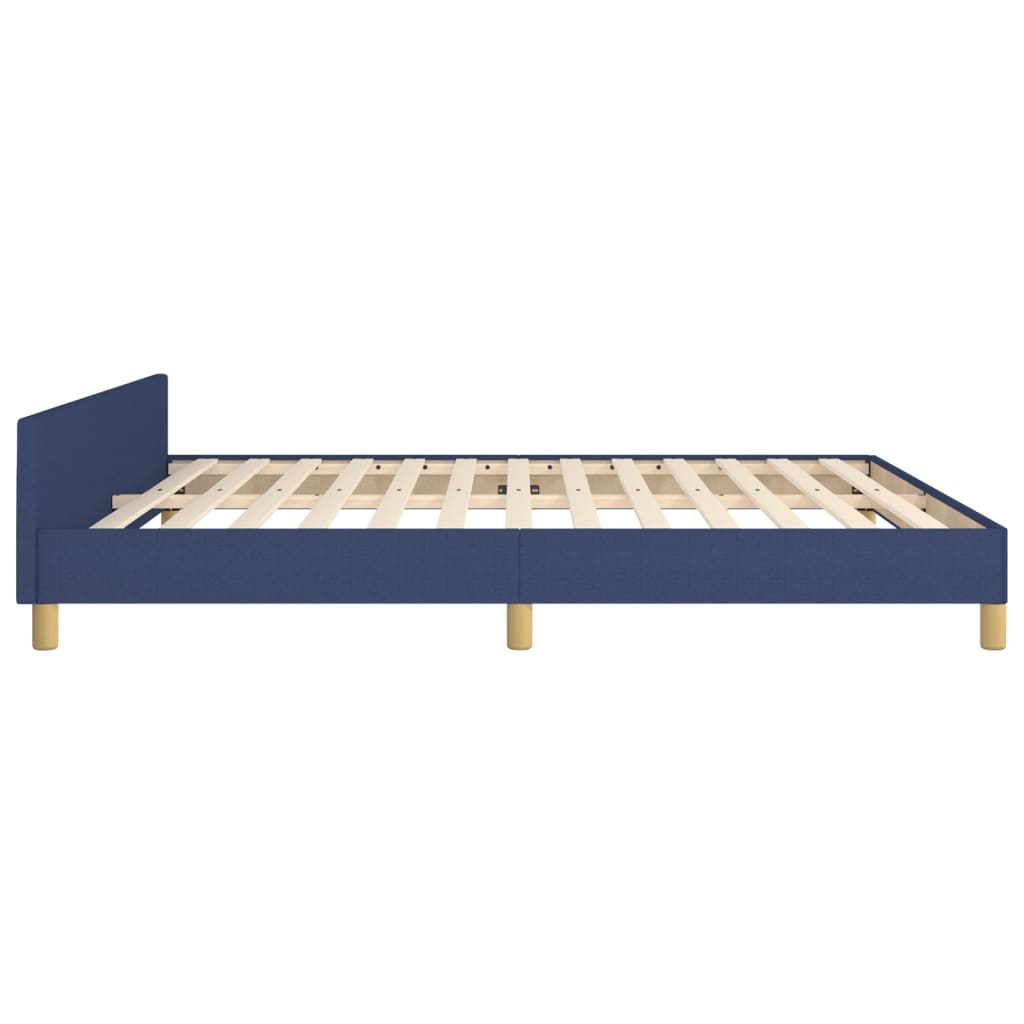 vidaXL Cadre de lit avec tête de lit sans matelas bleu 180x200cm tissu