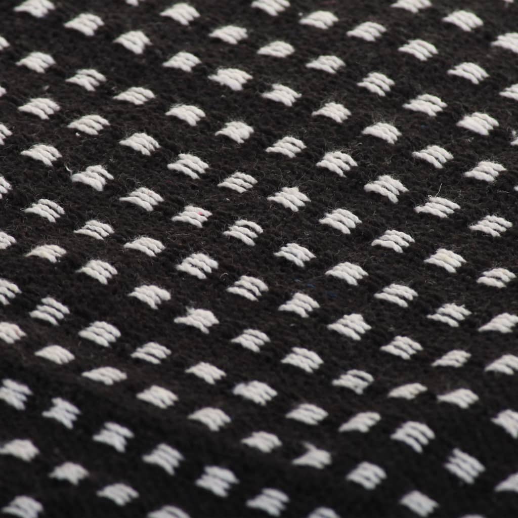 vidaXL Couverture coton à carreaux 160x210 cm Noir