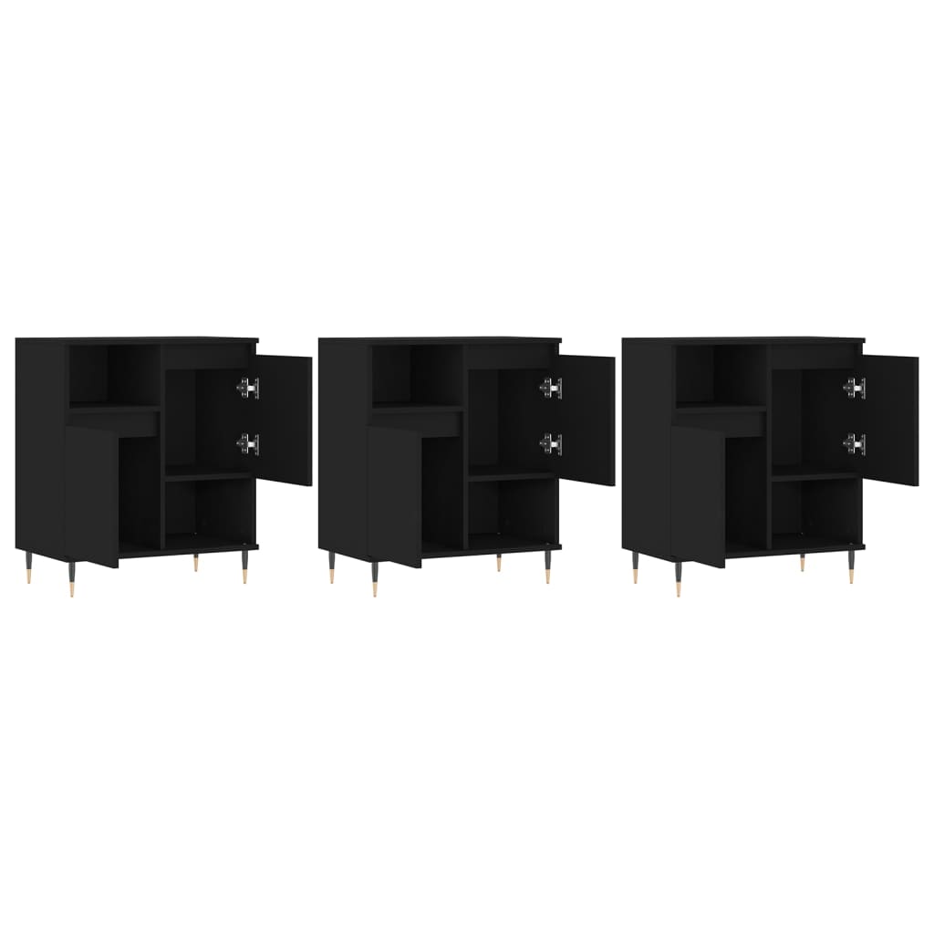 vidaXL Buffets 3 pcs noir bois d'ingénierie