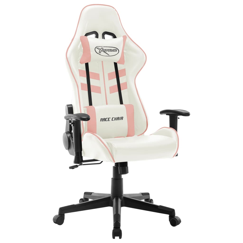 vidaXL Chaise de jeu Blanc et rose Cuir artificiel