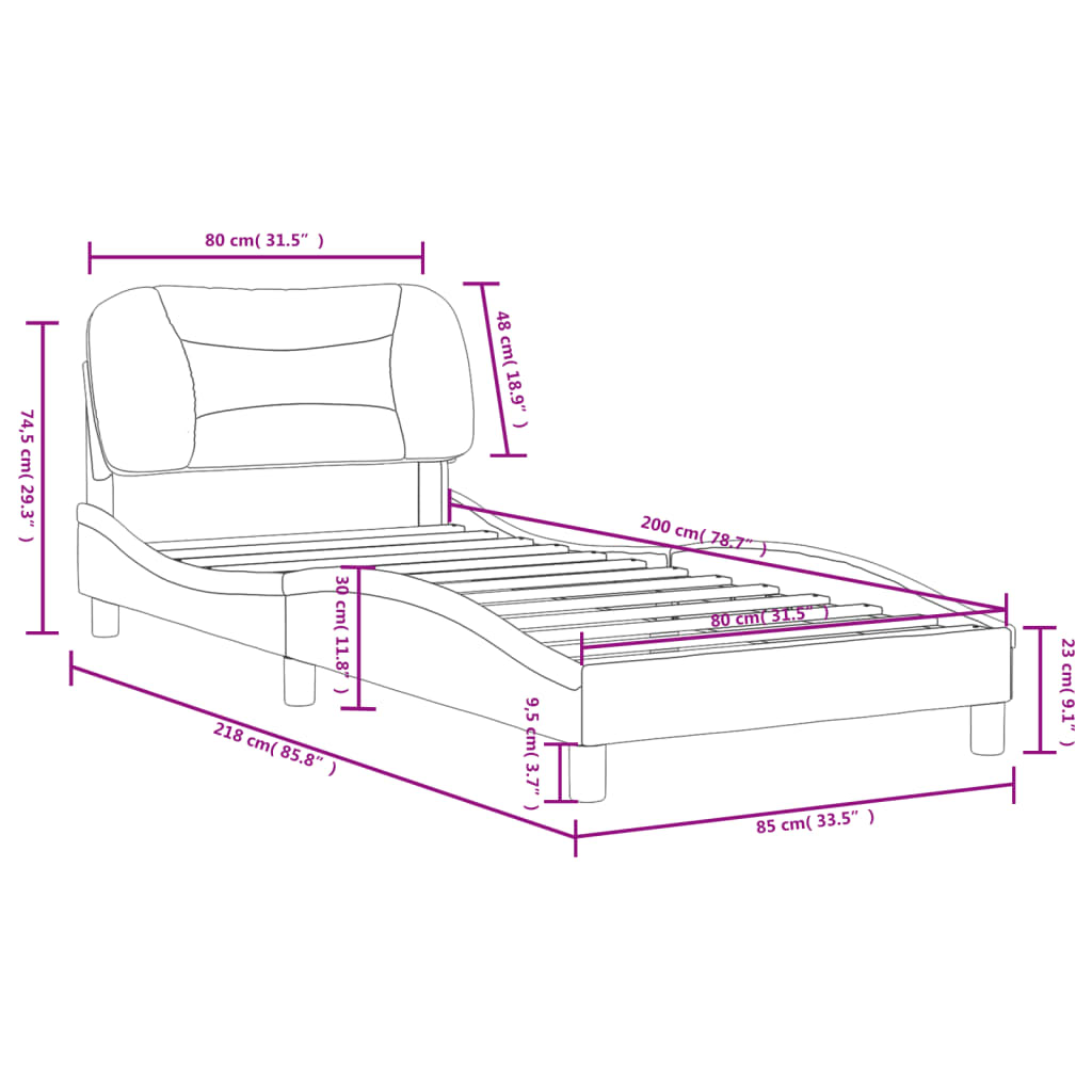 vidaXL Cadre de lit avec tête de lit Marron 80x200 cm Similicuir