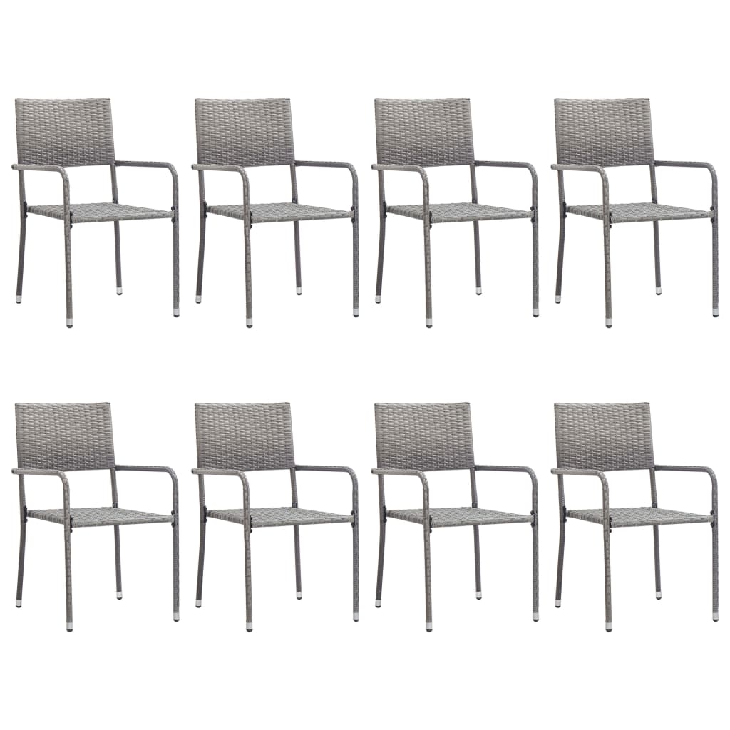 vidaXL Ensemble à manger de jardin 9pcs Résine tressée Anthracite gris