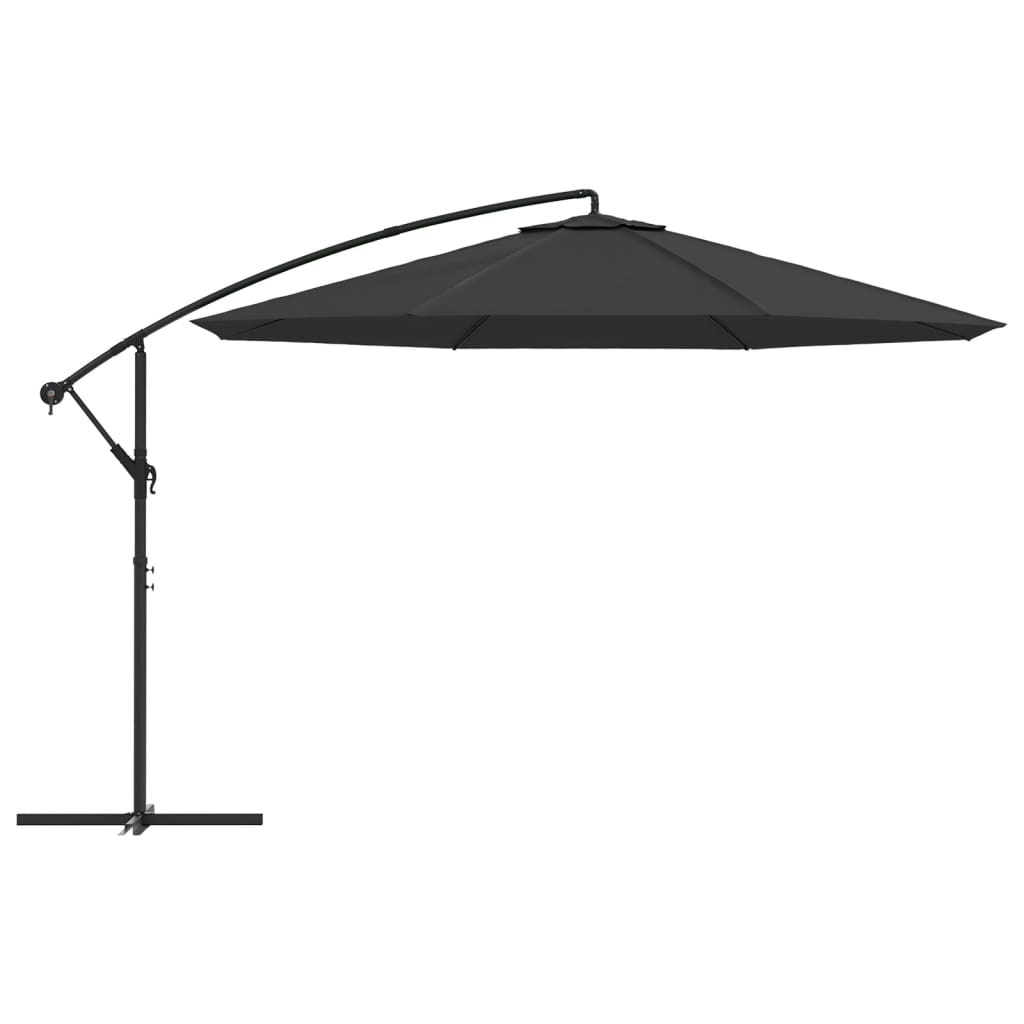 vidaXL Parasol de jardin en porte-à-faux avec mât en aluminium noir